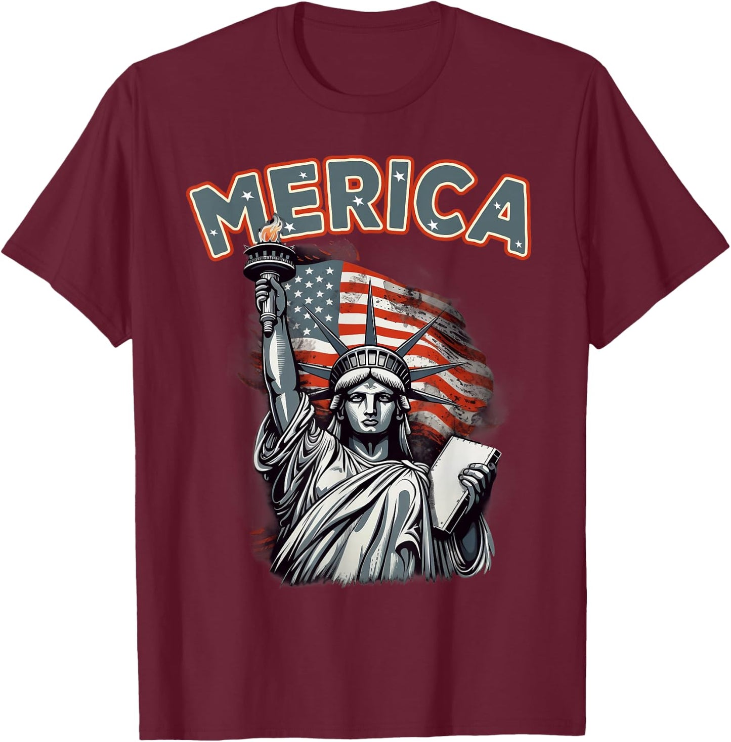 USA American Flag Patriotic 4th of July T-Shirt - T-Shirt | Maroon