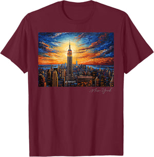 City of New York Retro NYC NY Art Travel Vintage Souvenir T-Shirt - T-Shirt | Maroon