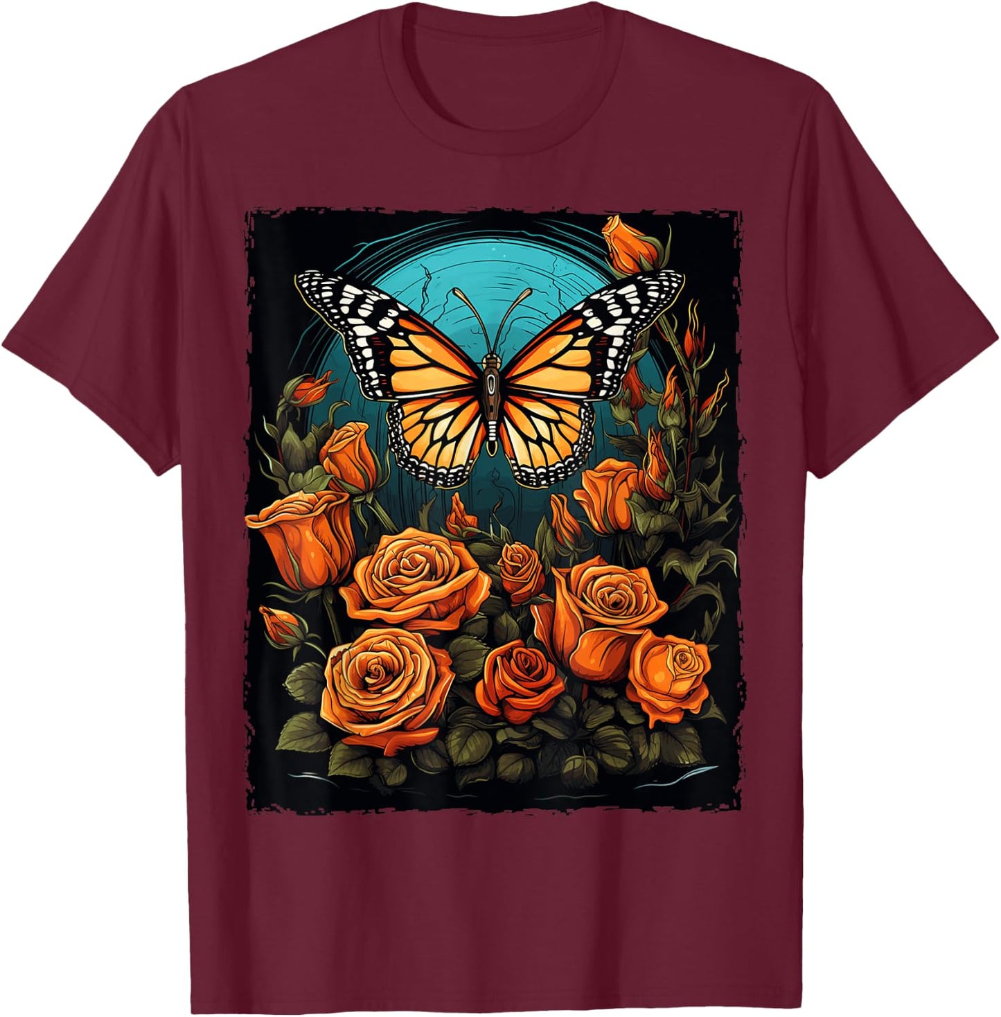 Monarch Butterfly Halloween T-Shirt - T-Shirt | Maroon