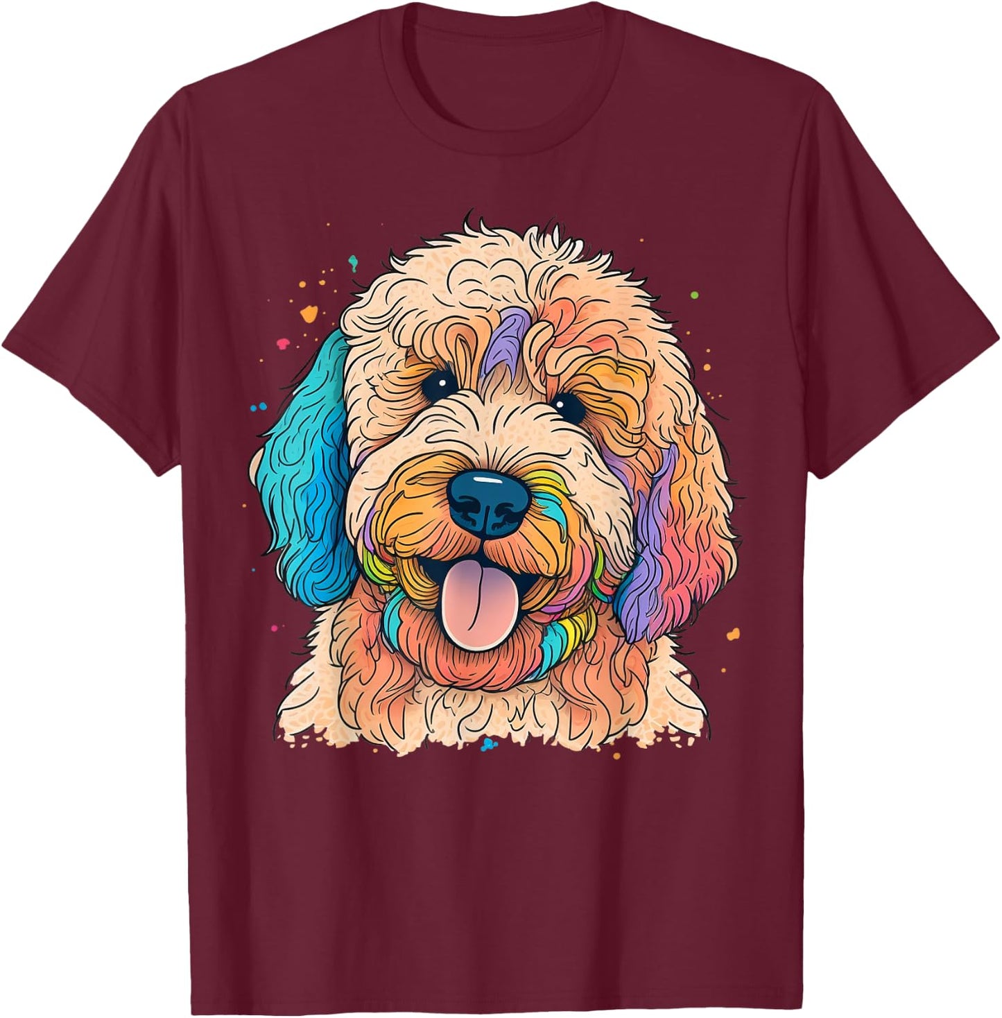 Cute Goldendoodle Dog on Golden Doodle Lover Men Women Kids T-Shirt - T-Shirt | Maroon