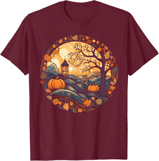 Cottagecore Pumpkins Fall Thanksgiving Women's Graphic T-Shirt - T-Shirt | Maroon