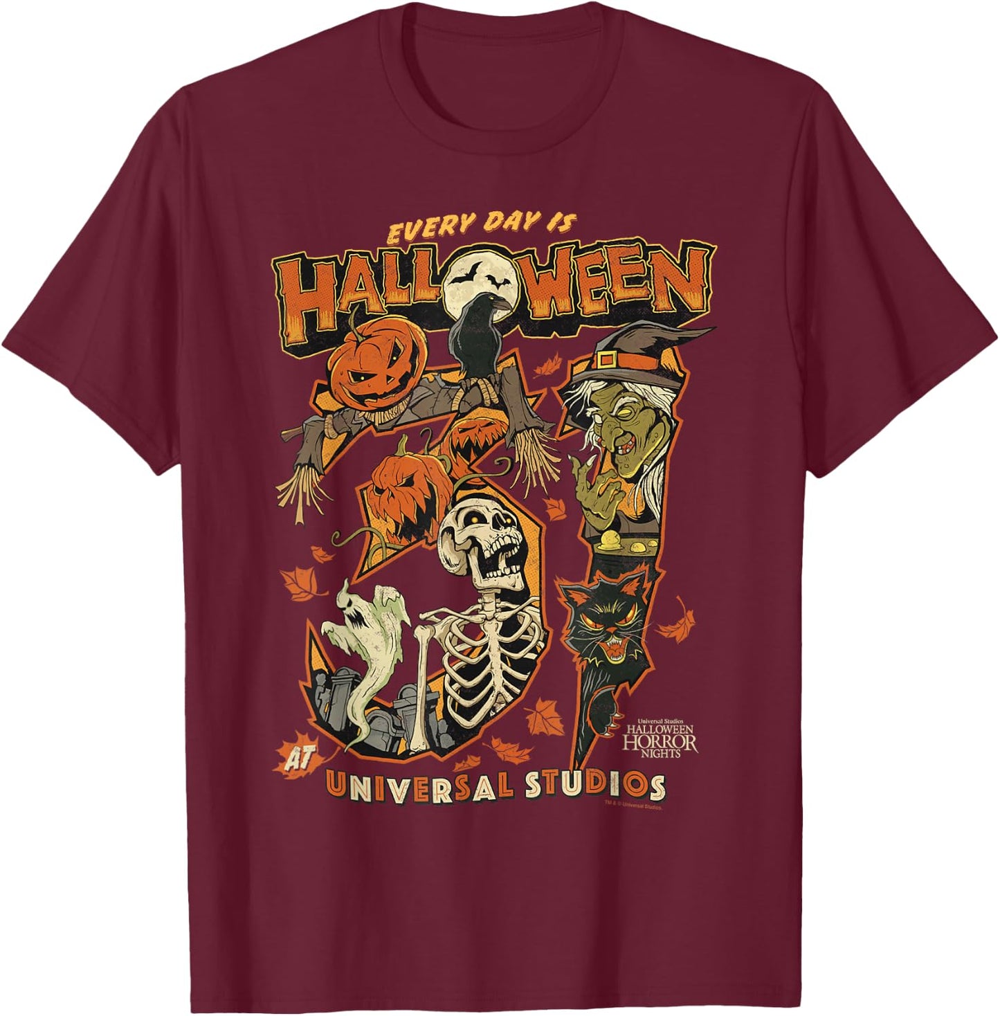 Halloween Horror Nights HHN Every Day is Halloween T-Shirt - T-Shirt | Maroon