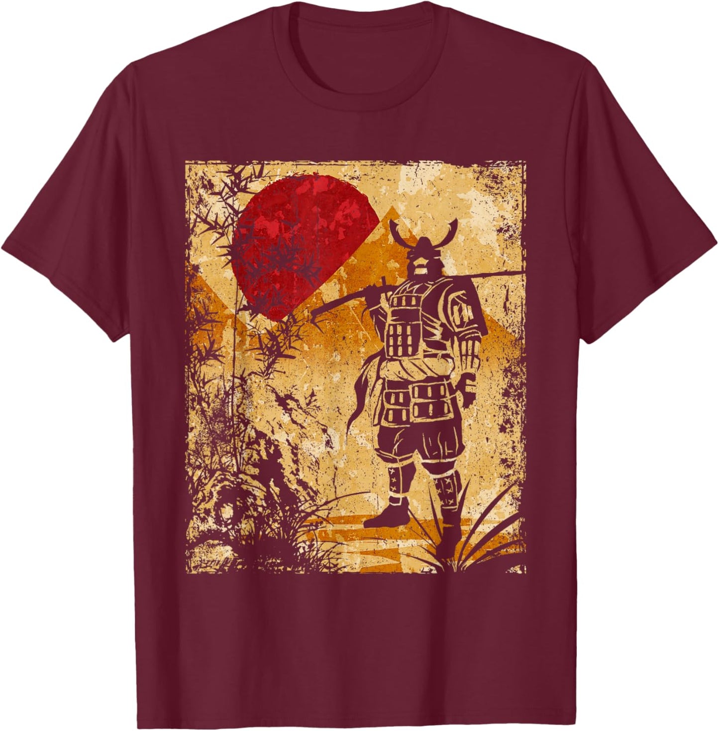Samurai Japanese Art Vintage Fighter Retro T-Shirt - T-Shirt | Maroon