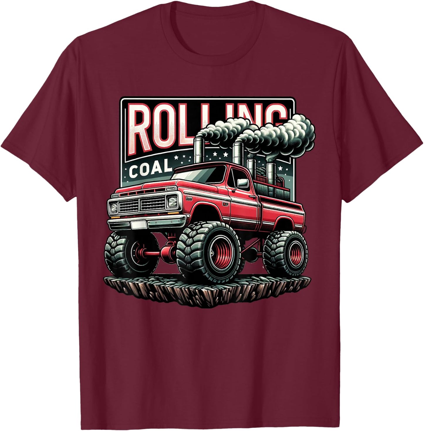 Rolling Coal Vintage Truck Turbo Brothers Mechanic Gift T-Shirt - T-Shirt | Maroon