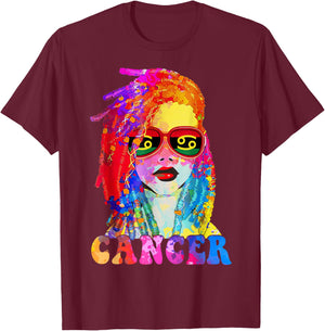 Cancer Loc'd Woman Black Queen Art Zodiac Birthday T-Shirt - T-Shirt | Maroon