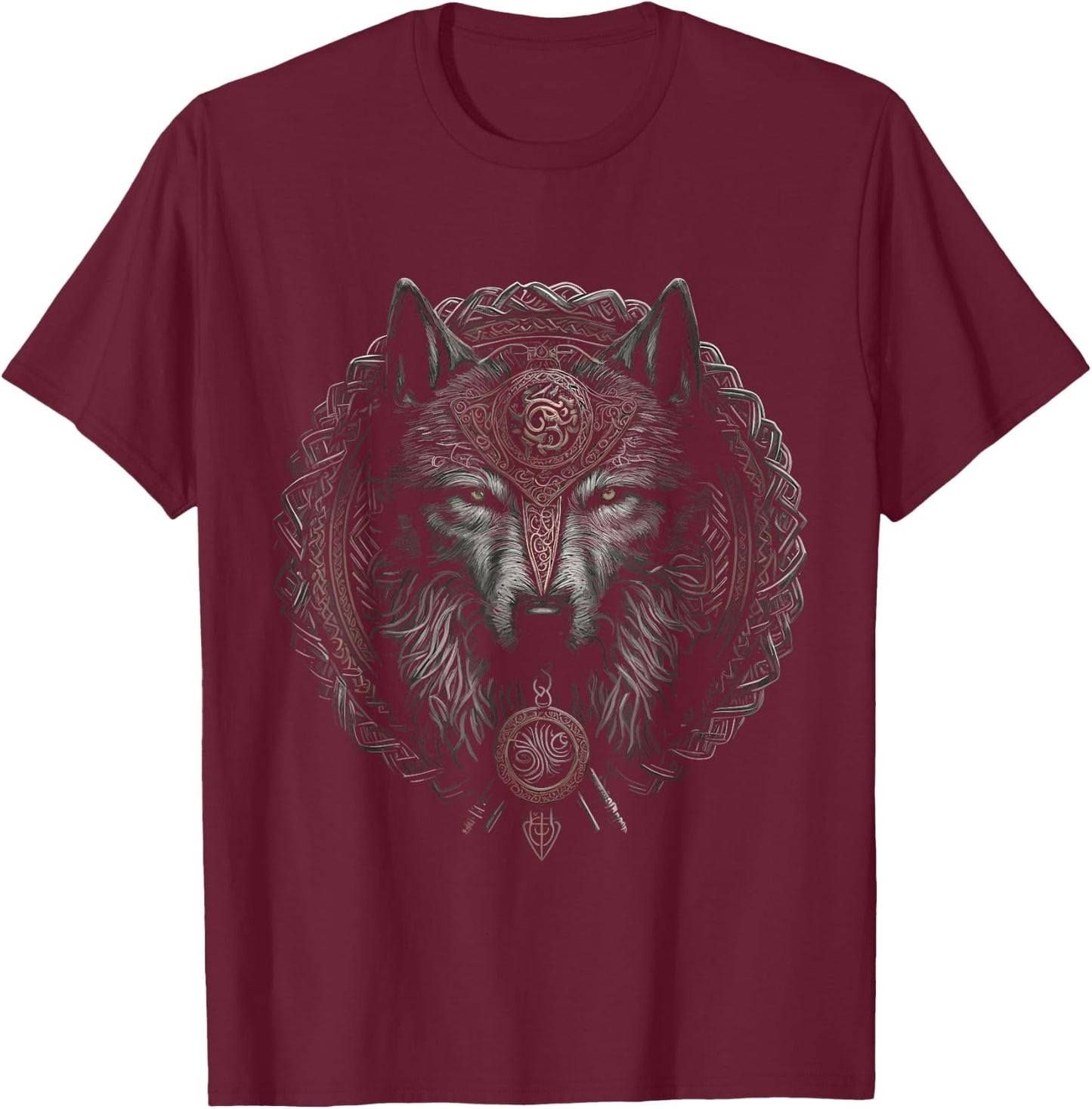 Viking Celtic Fenrir Wolf Women, Men T-Shirt - T-Shirt | Maroon