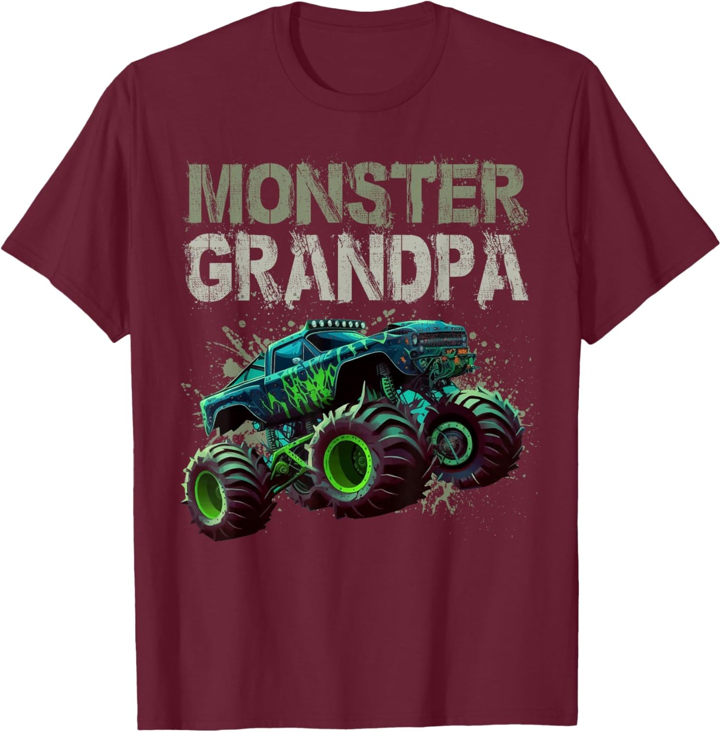 Monster Truck Grandpa Family Matching Monster Truck Lovers T-Shirt - T-Shirt | Maroon
