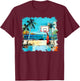 Basketball Hoop Tropical Sea Beach Stylish Street Art Design T-Shirt - T-Shirt | Maroon