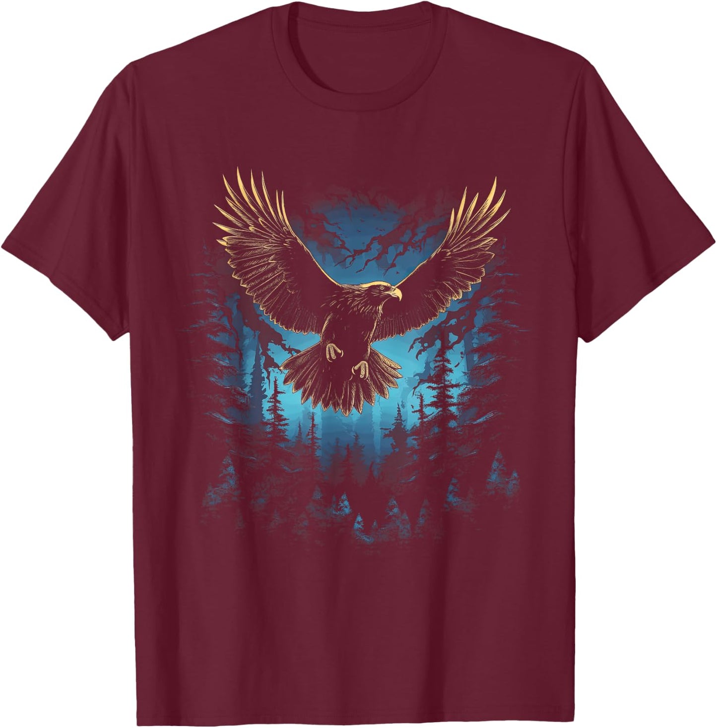 Eagle Forest Animal Wildlife T-Shirt - T-Shirt | Maroon