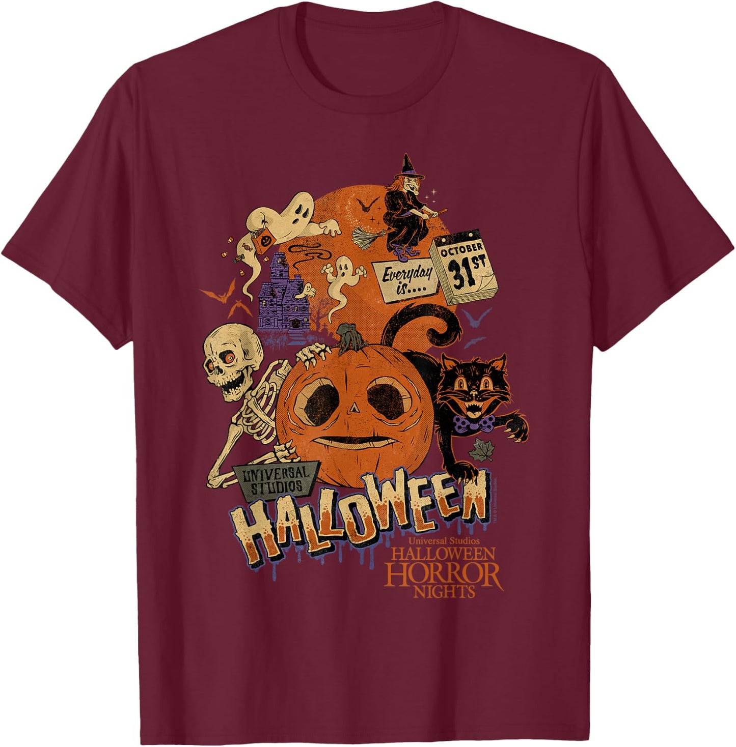 Halloween Horror Nights Lil Boo Pumpkin T-Shirt - T-Shirt | Maroon