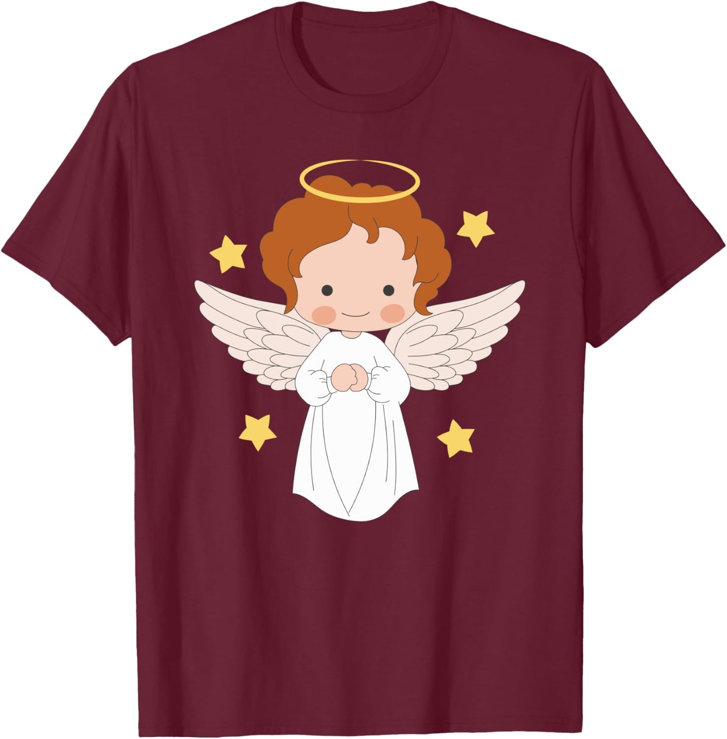 Angel Cosume Cute Angel Print Catholic Angels T-Shirt - T-Shirt | Maroon