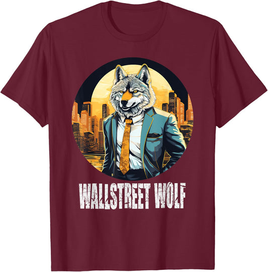 Funny best idea art cool Wallstreet Wolf T-Shirt - T-Shirt | Maroon