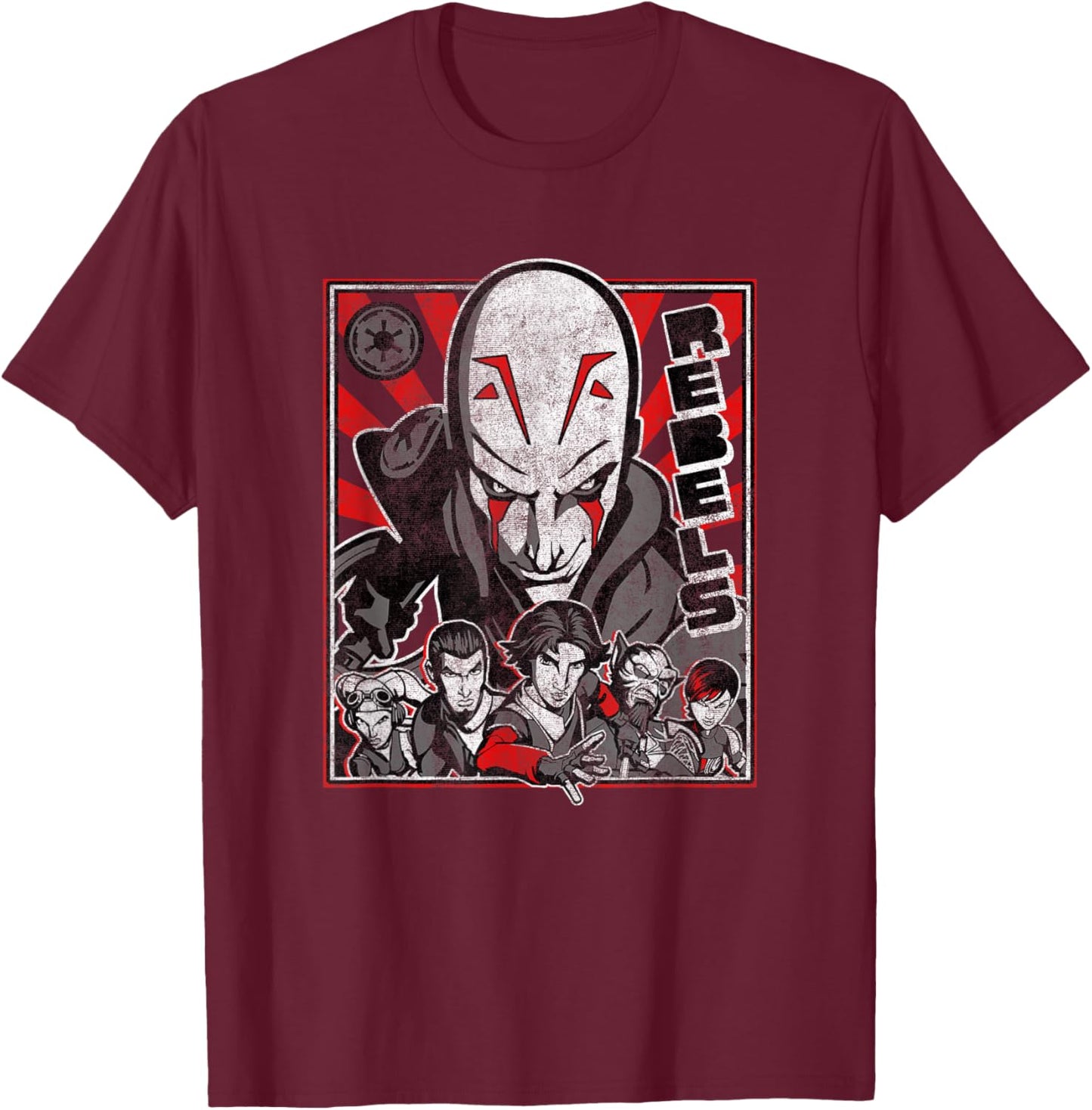 Star Wars Rebels Grand Inquisitor Over Rebels Team Poster T-Shirt - T-Shirt | Maroon