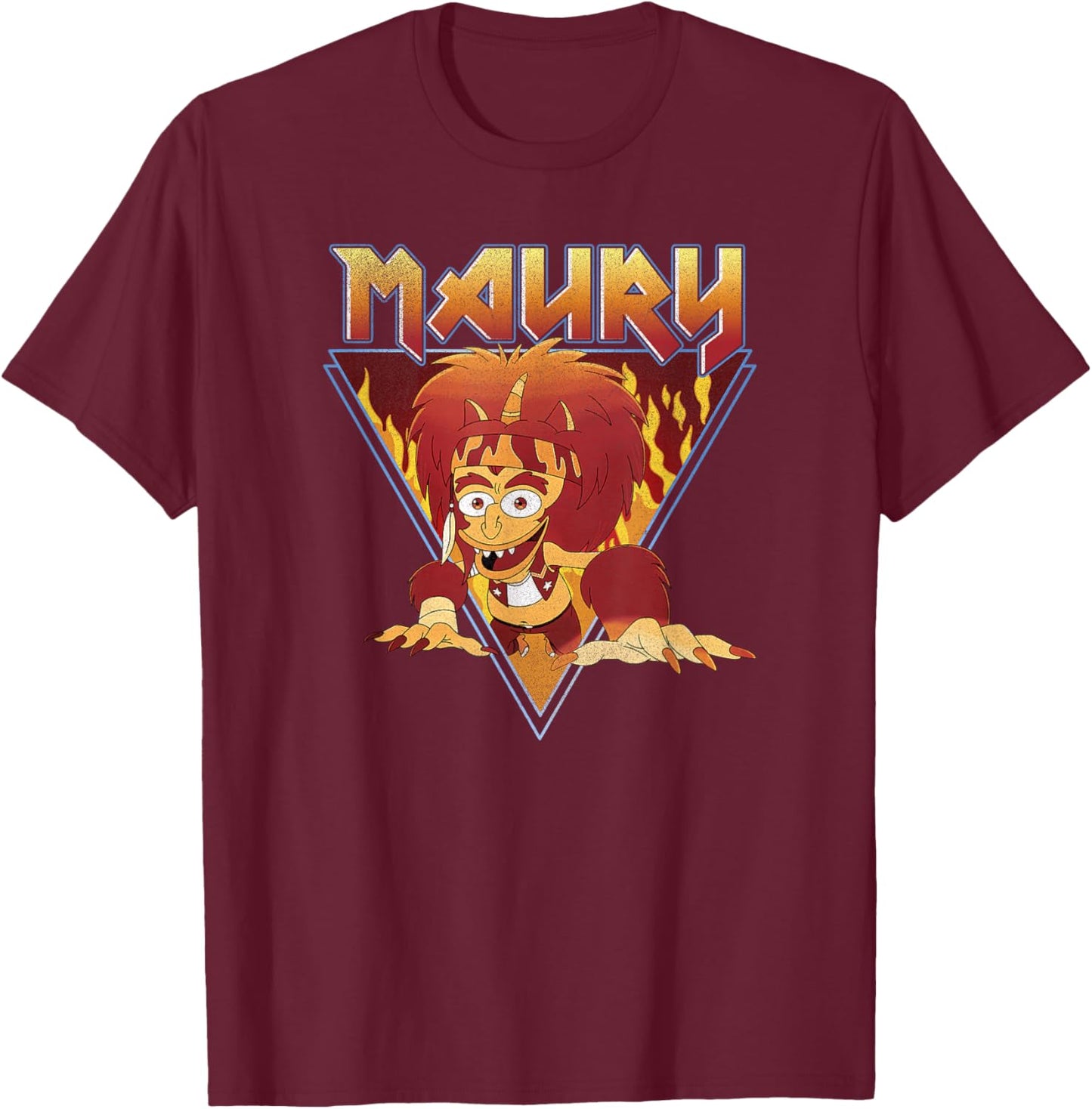 Big Mouth Maury Crawling Through The Flames Vintage Poster T-Shirt - T-Shirt | Maroon