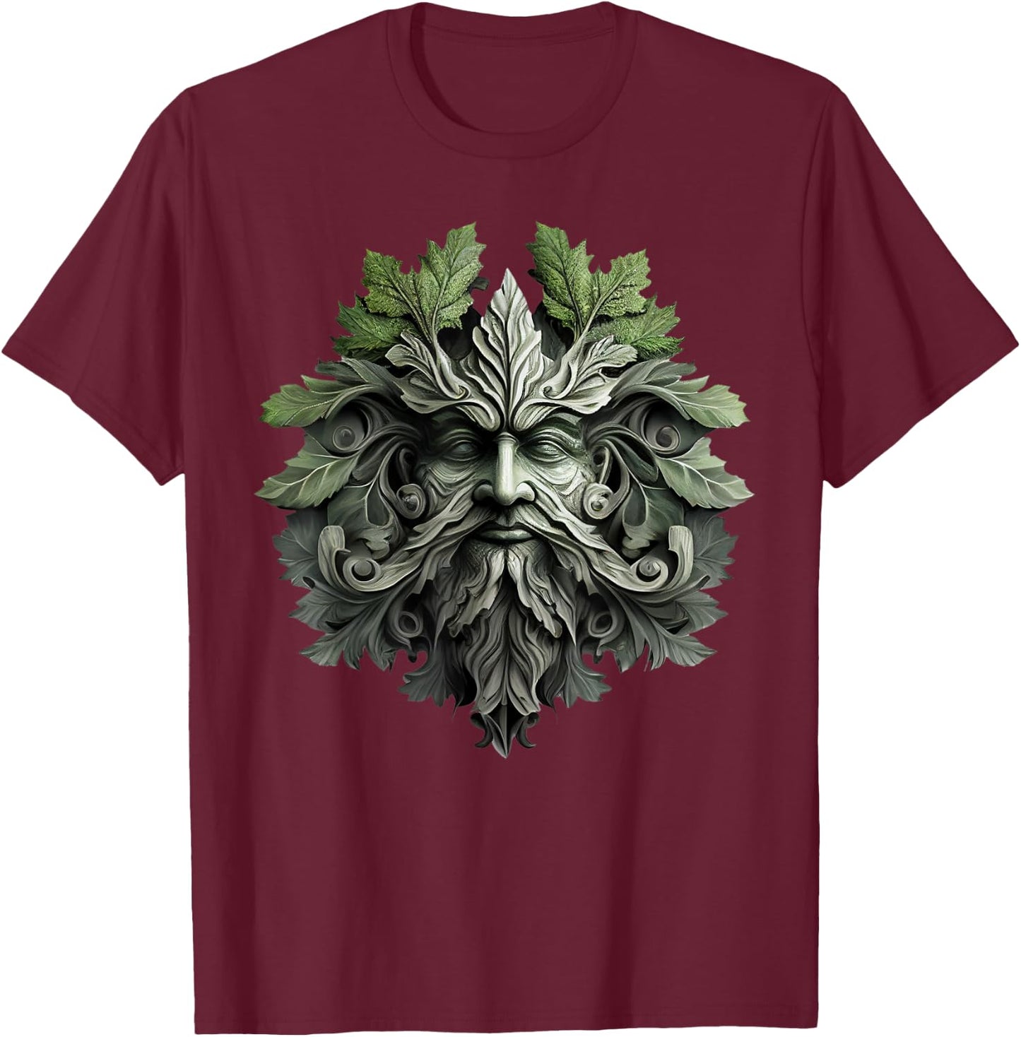 Green Man Botanical Greenman Women Kids Gardeners T-Shirt - T-Shirt | Maroon