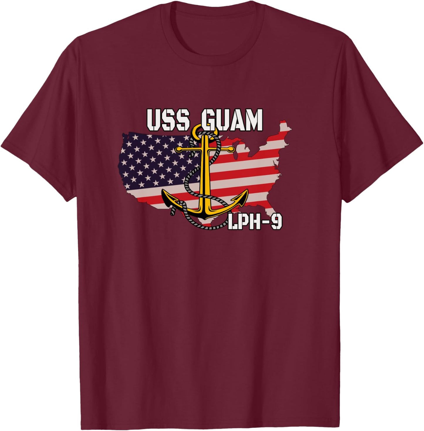 USS Guam LPH-9 Landing Platform Helicopter Veterans Father T-Shirt - T-Shirt | Maroon