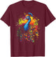 Colorsplash Artwork Peacock Bird Multicolor T-Shirt - T-Shirt | Maroon