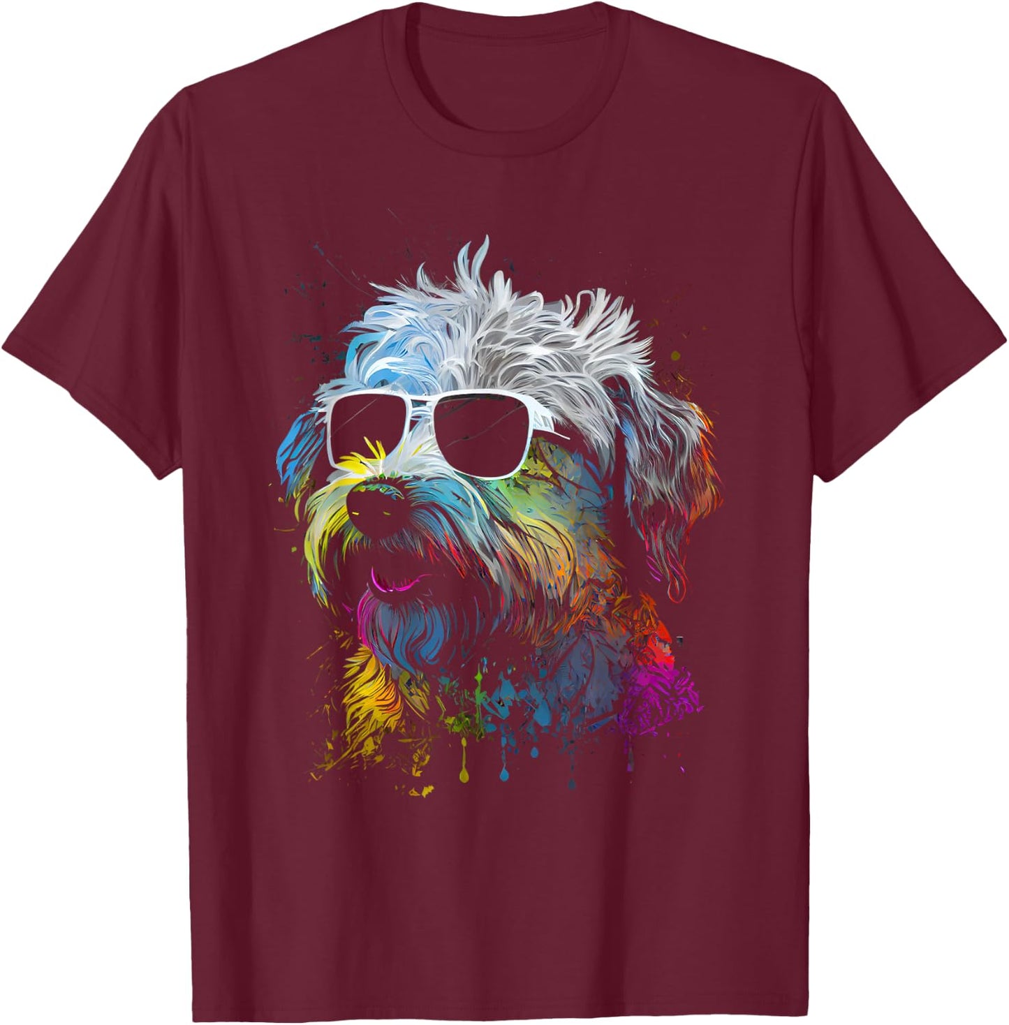 Schnoodle walking dog fans poodle schnauzer dogs T-Shirt - T-Shirt | Maroon