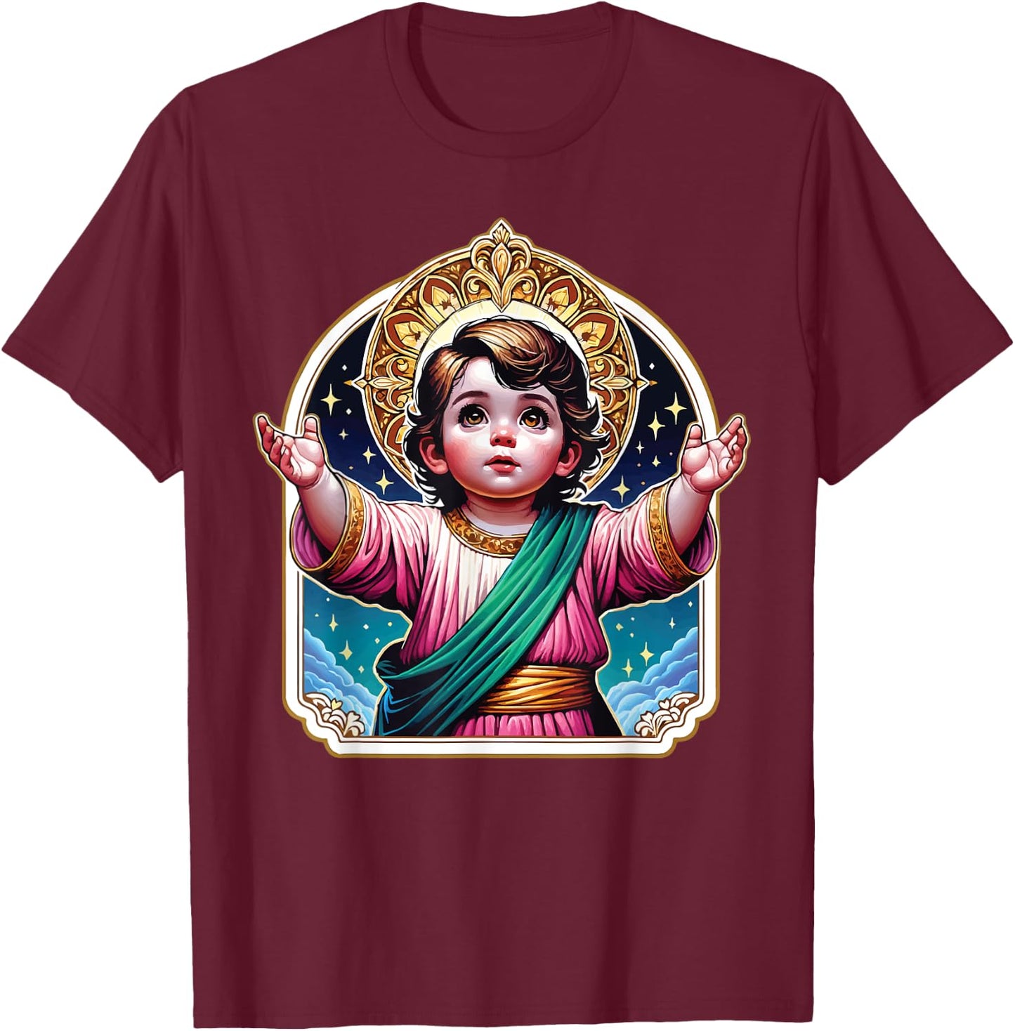 Divino Nino Jesus Catholic T-Shirt - T-Shirt | Maroon