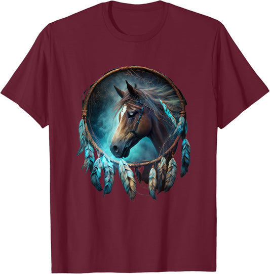 Dream Catcher Horse Dreaming Dream for a Esotericist T-Shirt - T-Shirt | Maroon