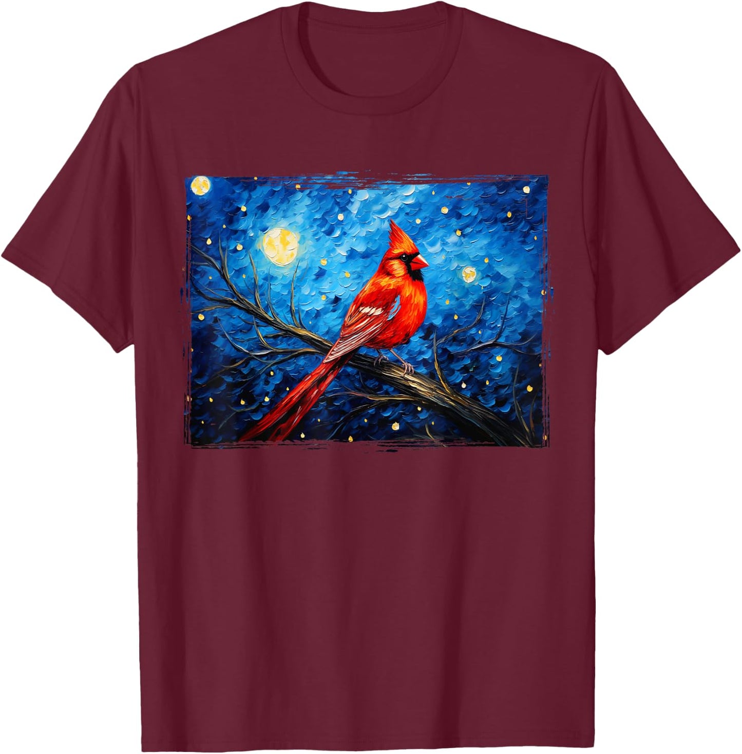 Red Cardinal Bird Flower North Carolina Virginia T-Shirt - T-Shirt | Maroon