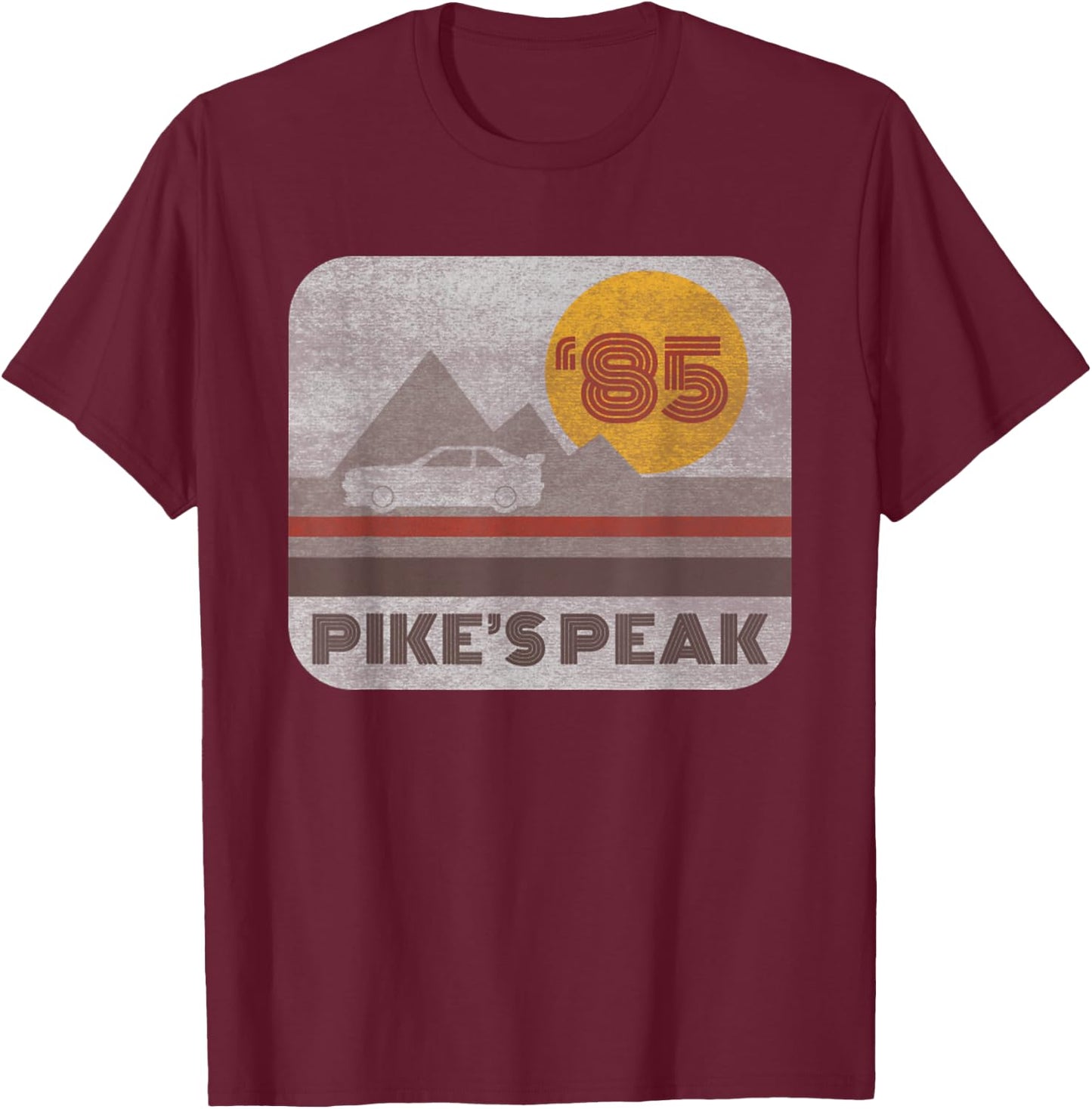 Vintage Pikes Peak 85s Peak Hill Climb Sport Racing T-Shirt - T-Shirt | Maroon