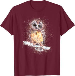Owl Lover, Bird Lover Art, Owl Lover Art, Owl T-Shirt - T-Shirt | Maroon