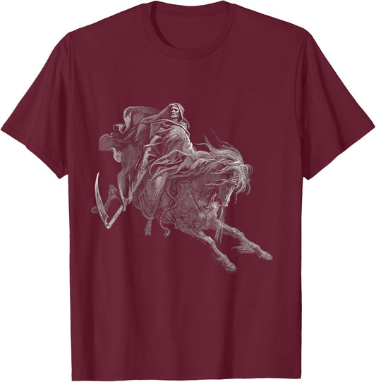 Gustave Dore Death on the Pale Horse T-Shirt - T-Shirt | Maroon