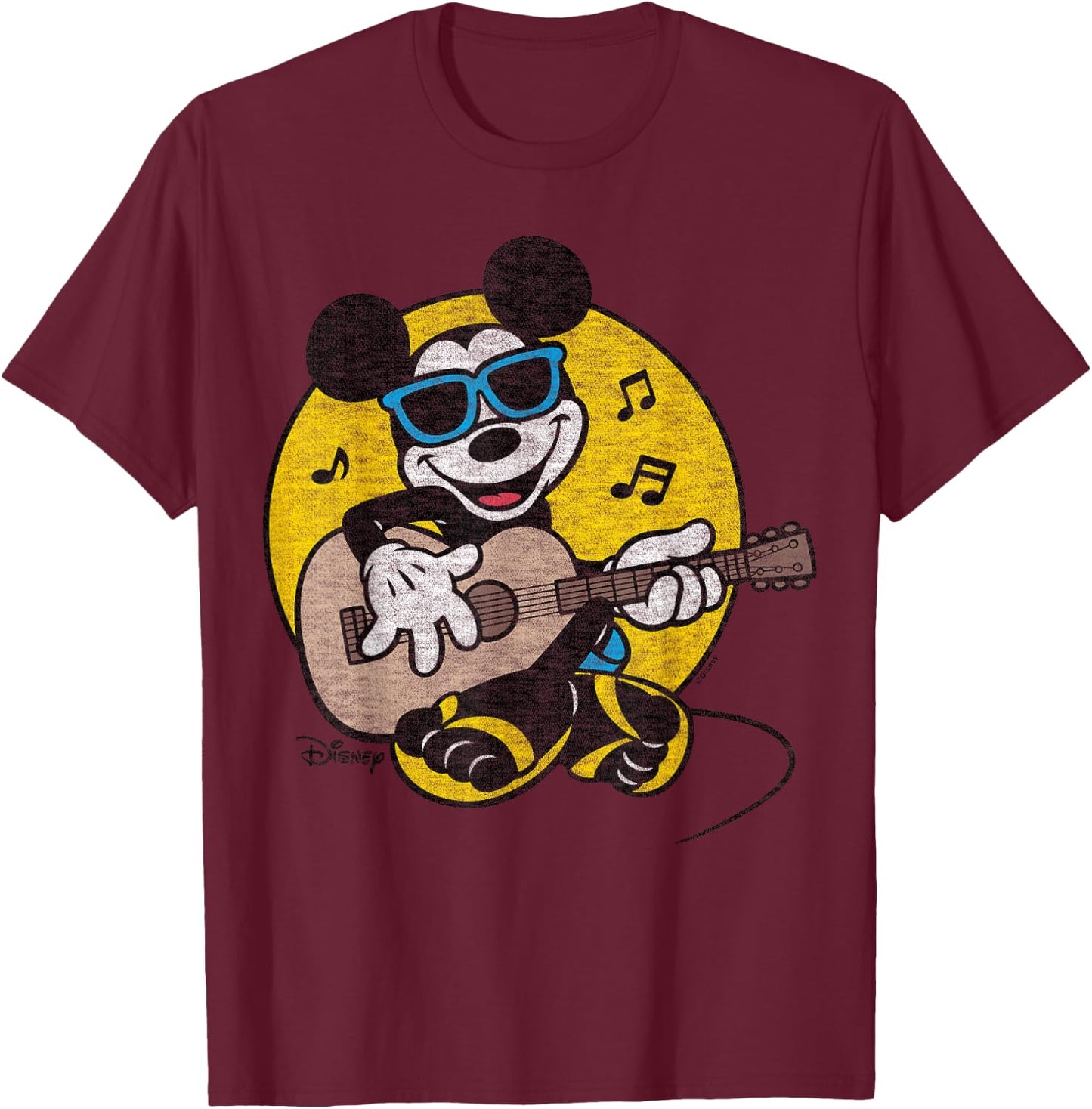 Disney - Mickey And Guitar T-Shirt - T-Shirt | Maroon