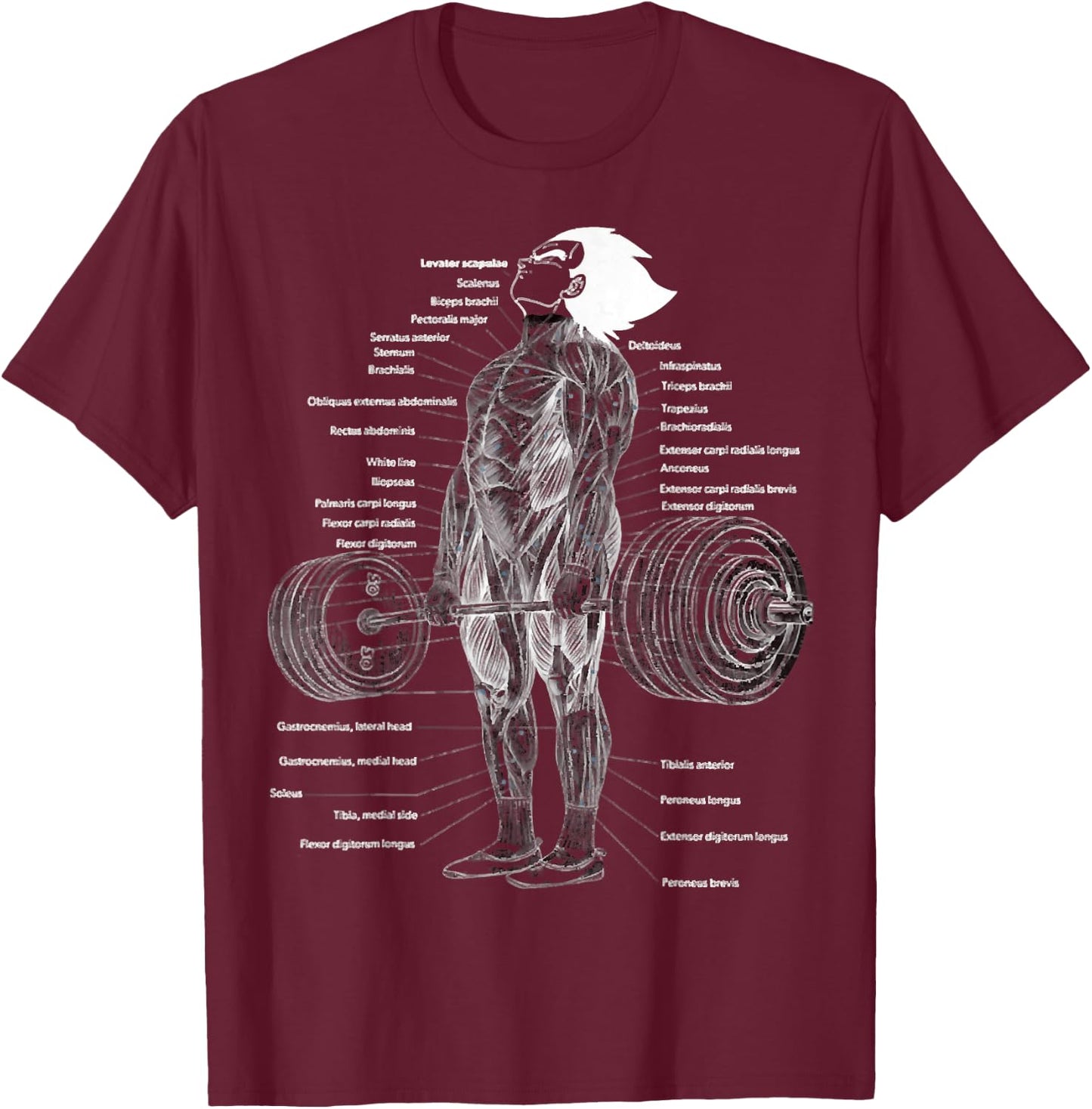 Anime Muscle Anatomy Chart Gym And Workout Motivation Outfit T-Shirt - T-Shirt | Maroon