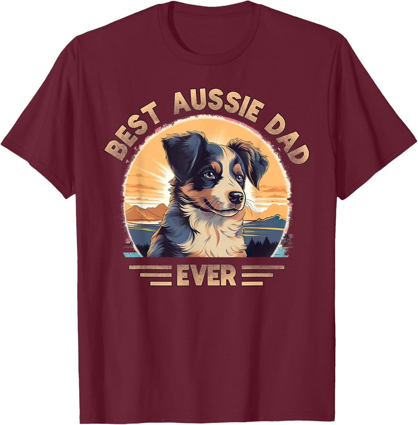 Aussie DAD Australian Shepherd T-Shirt - T-Shirt | Maroon