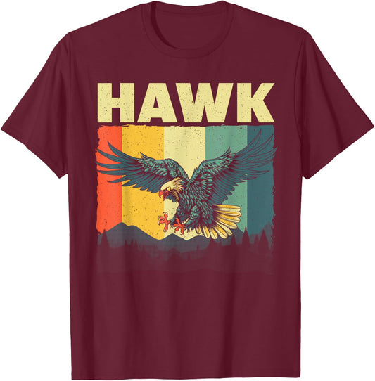 Cute Hawk Design Women Kids Bird Vintage Hawk Lovers T-Shirt - T-Shirt | Maroon