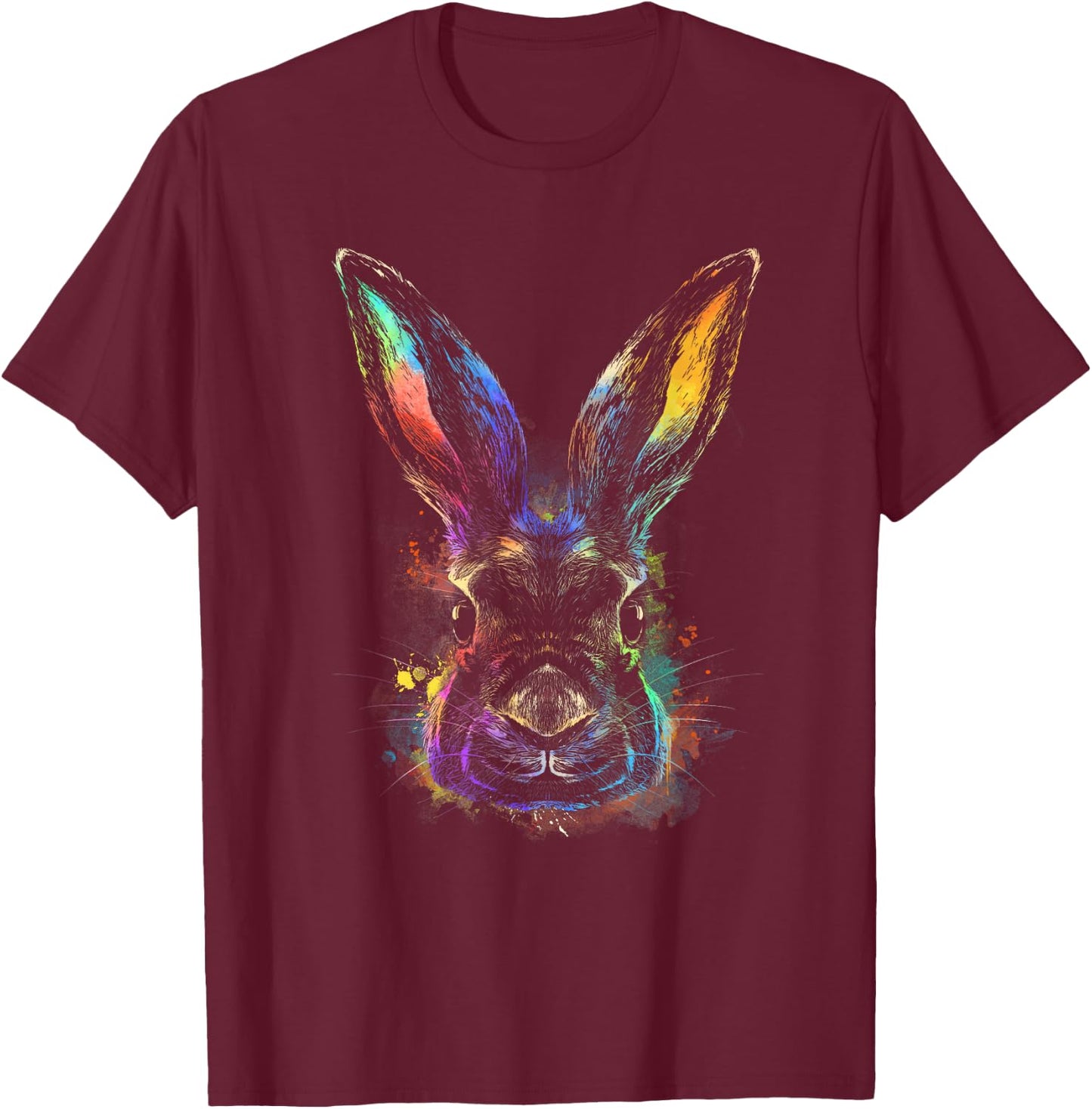 Rainbow Rabbit Abstract Colorful for Bunny Rabbit lovers T-Shirt - T-Shirt | Maroon