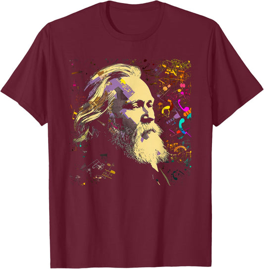 Pop Art Johannes Brahms Music Composer Piano T-Shirt - T-Shirt | Maroon
