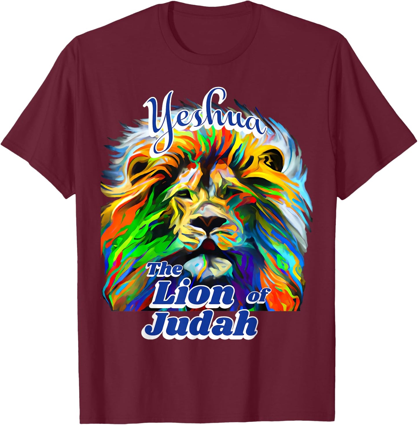 Yeshua, The Lion of Judah T-Shirt - T-Shirt | Maroon