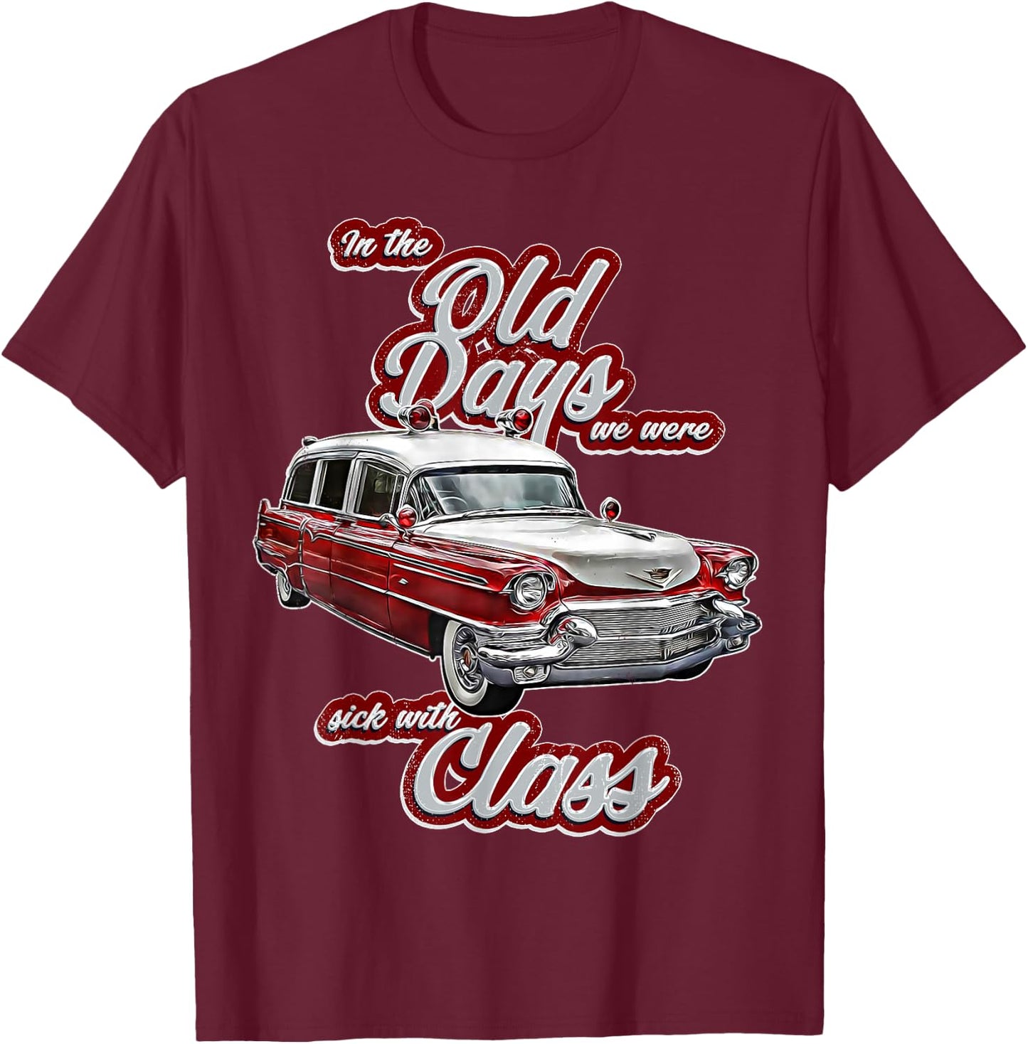 Miller,Meteor,Hotrod,Classic Ambulance car,Hearse1950s,1960s T-Shirt - T-Shirt | Maroon