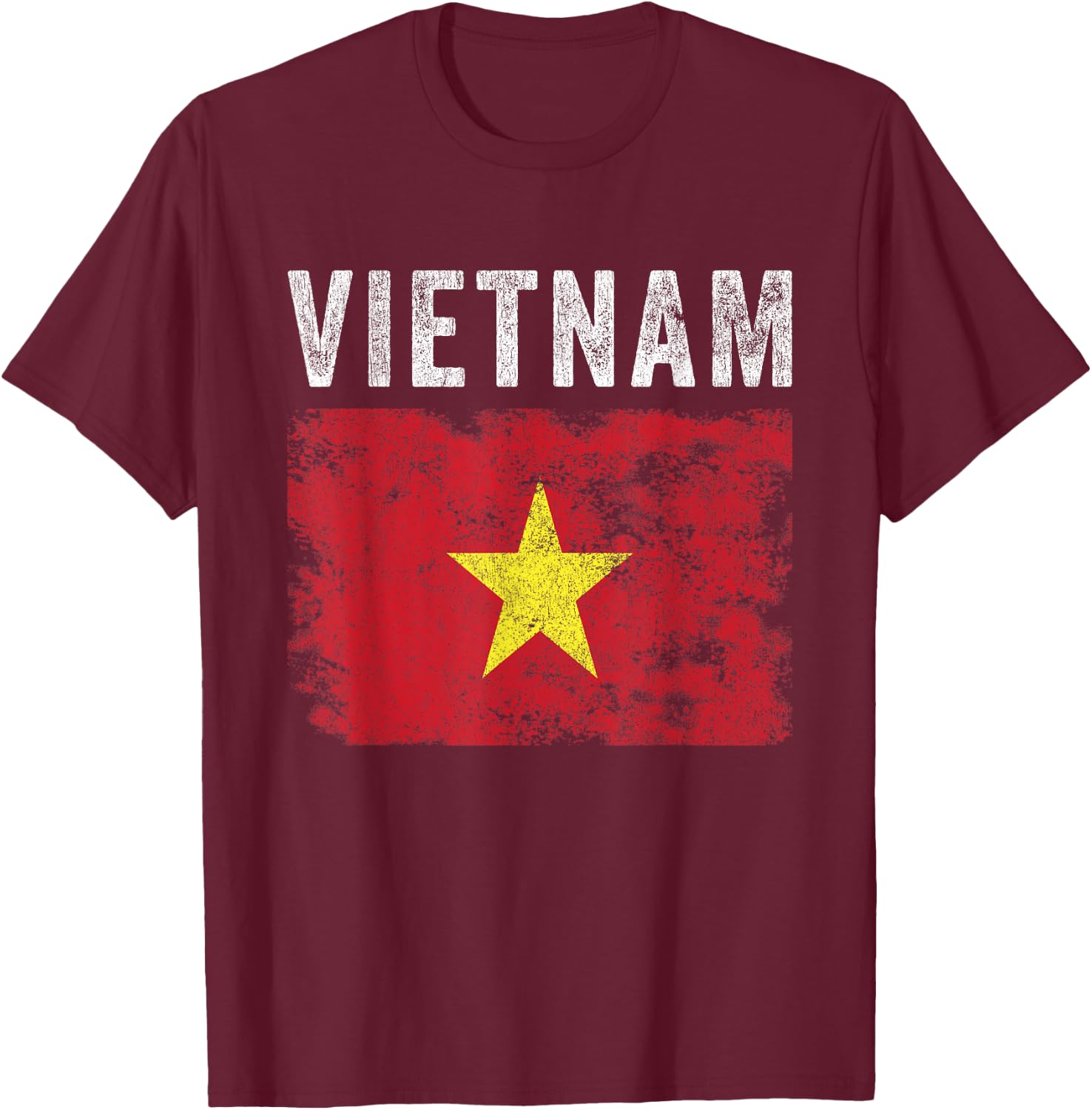 Vietnam Flag Distressed - Men Women Kids - Vietnamese Flag T-Shirt - T-Shirt | Maroon