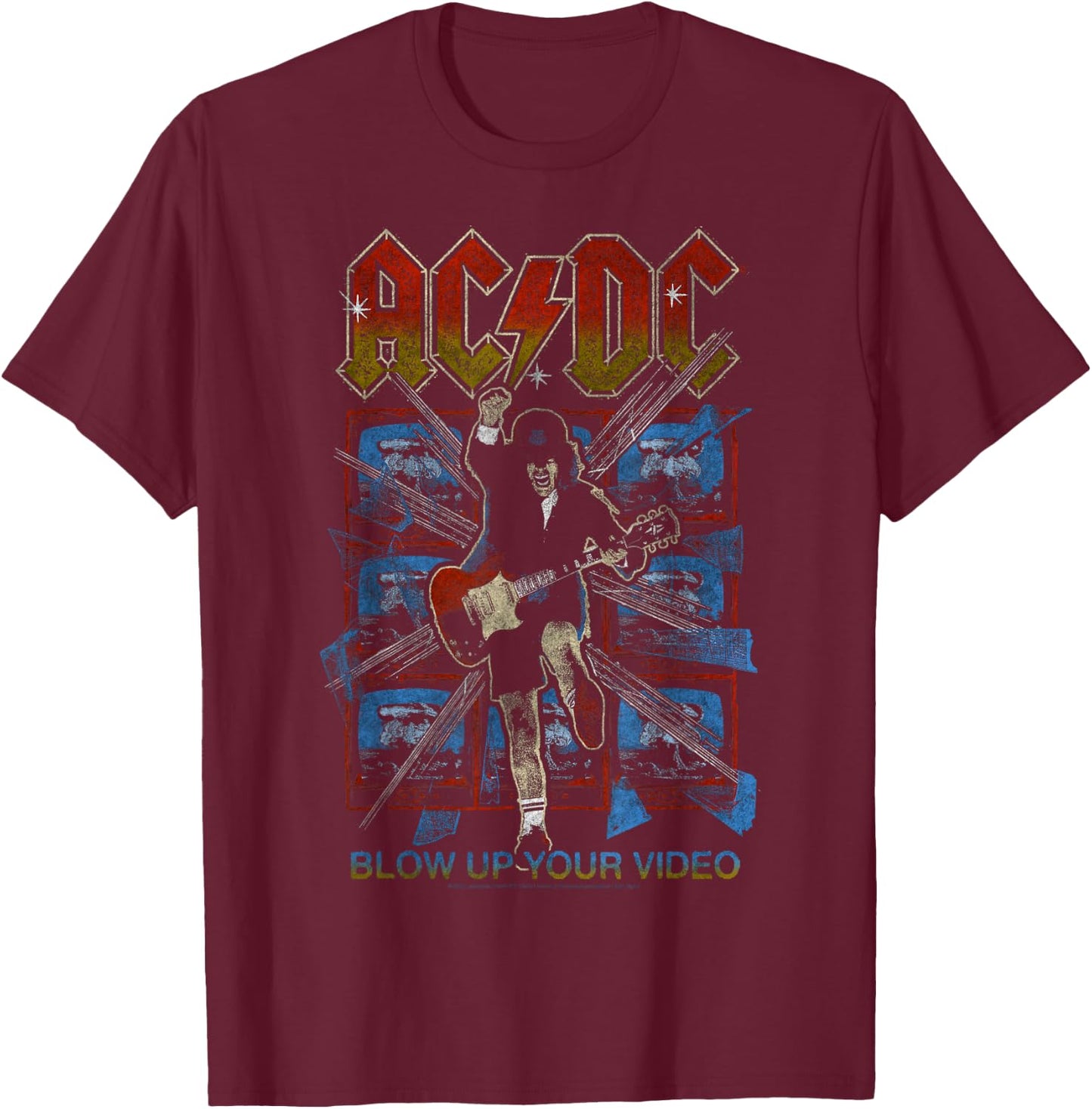 Official AC/DC Blow Up Your Video Album Rock Band Music Logo T-Shirt - T-Shirt | Maroon