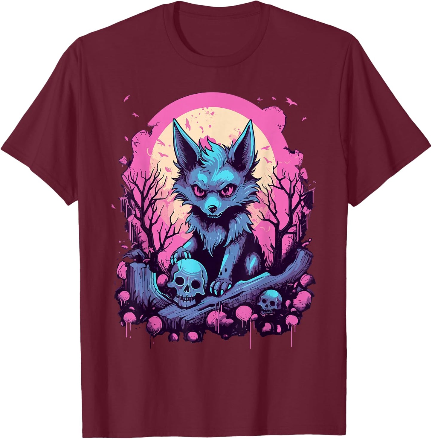 Wolf Pastel Goth Kawaii Cute Creepy Cool Stuff T-Shirt - T-Shirt | Maroon