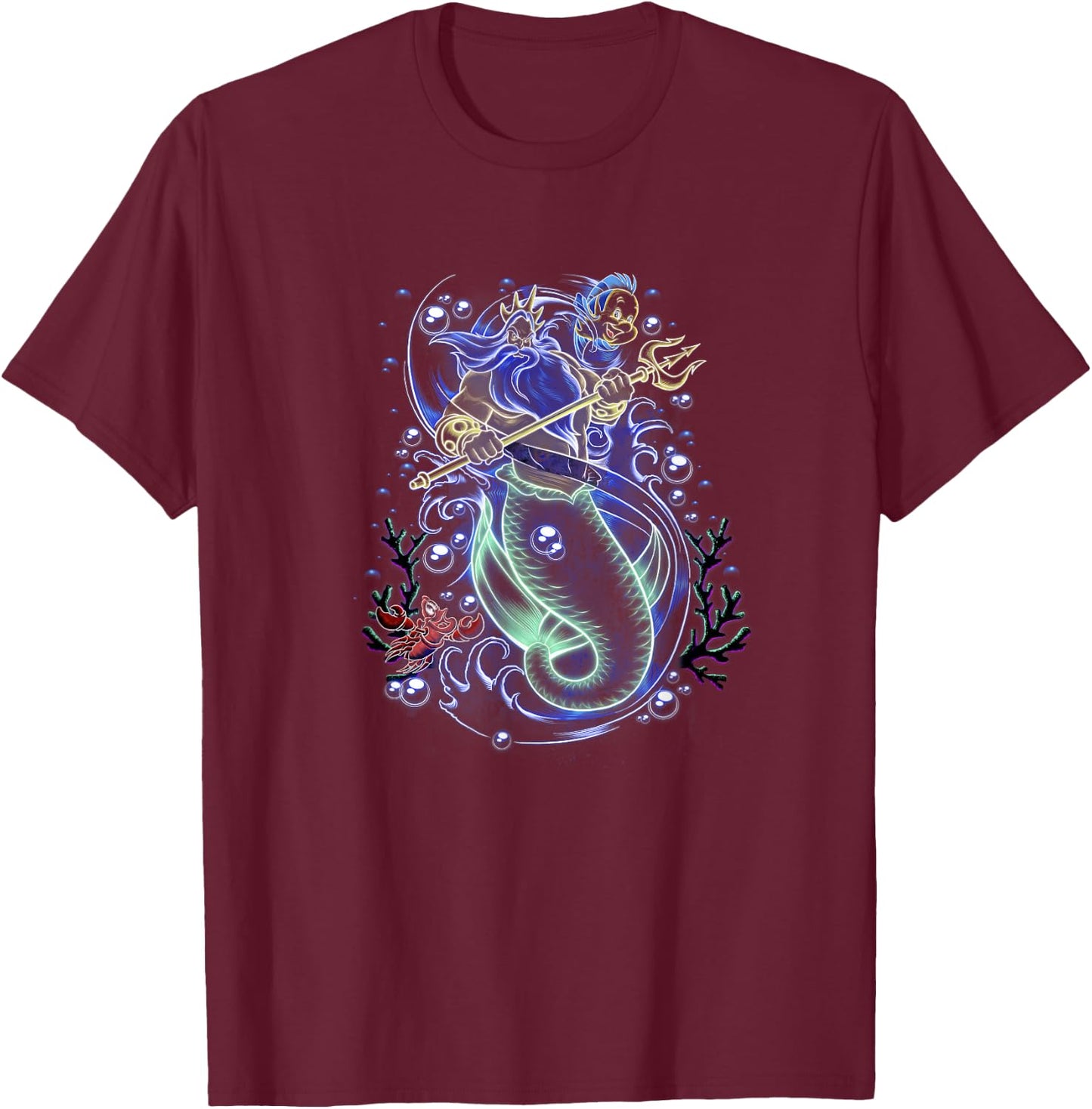 Disney The Little Mermaid King Triton Sea Storm T-Shirt - T-Shirt | Maroon