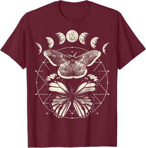 Witchcore Lepidoptera Butterfly Moth Insect Astronomy Lover T-Shirt - T-Shirt | Maroon