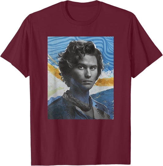 Outer Banks Season 3 John B Mixed Media Collage Portrait T-Shirt - T-Shirt | Maroon