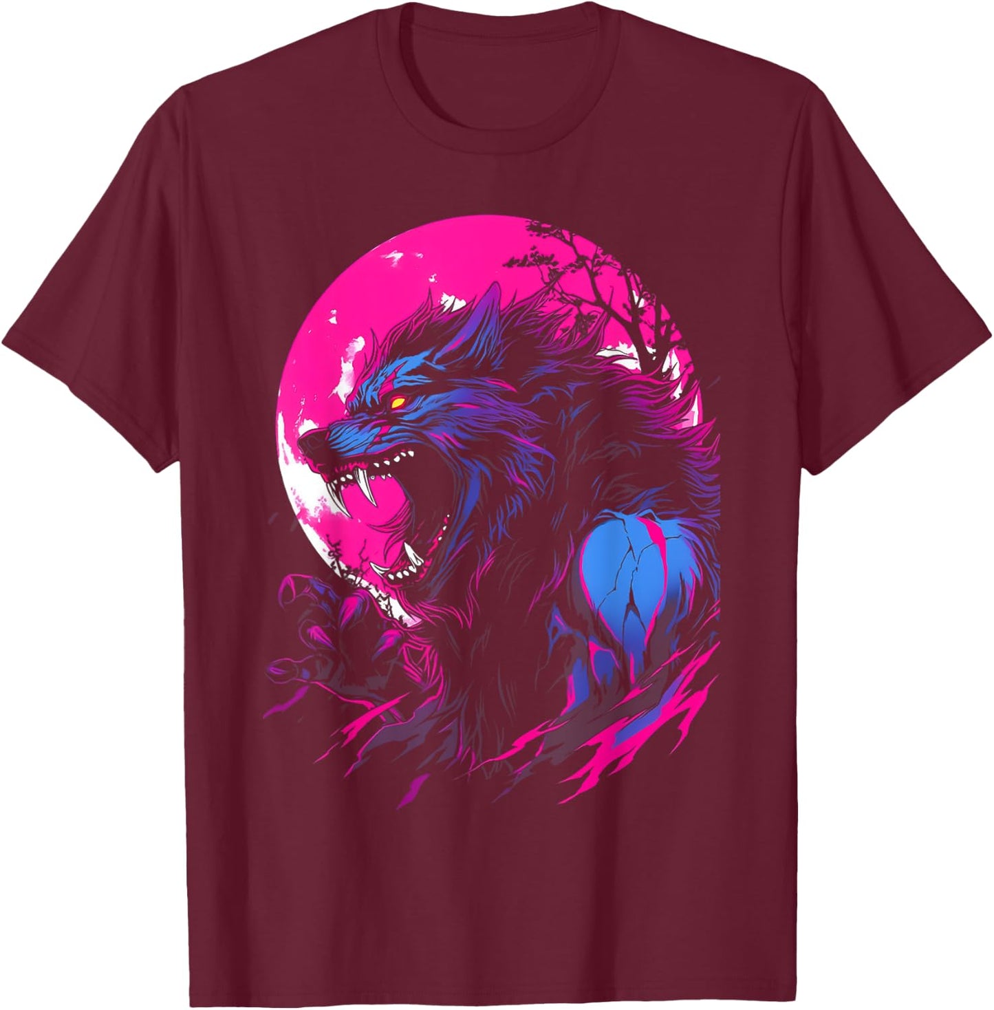 Horror Werewolf Head Halloween Mythology Wolf Shifter Lycan T-Shirt - T-Shirt | Maroon
