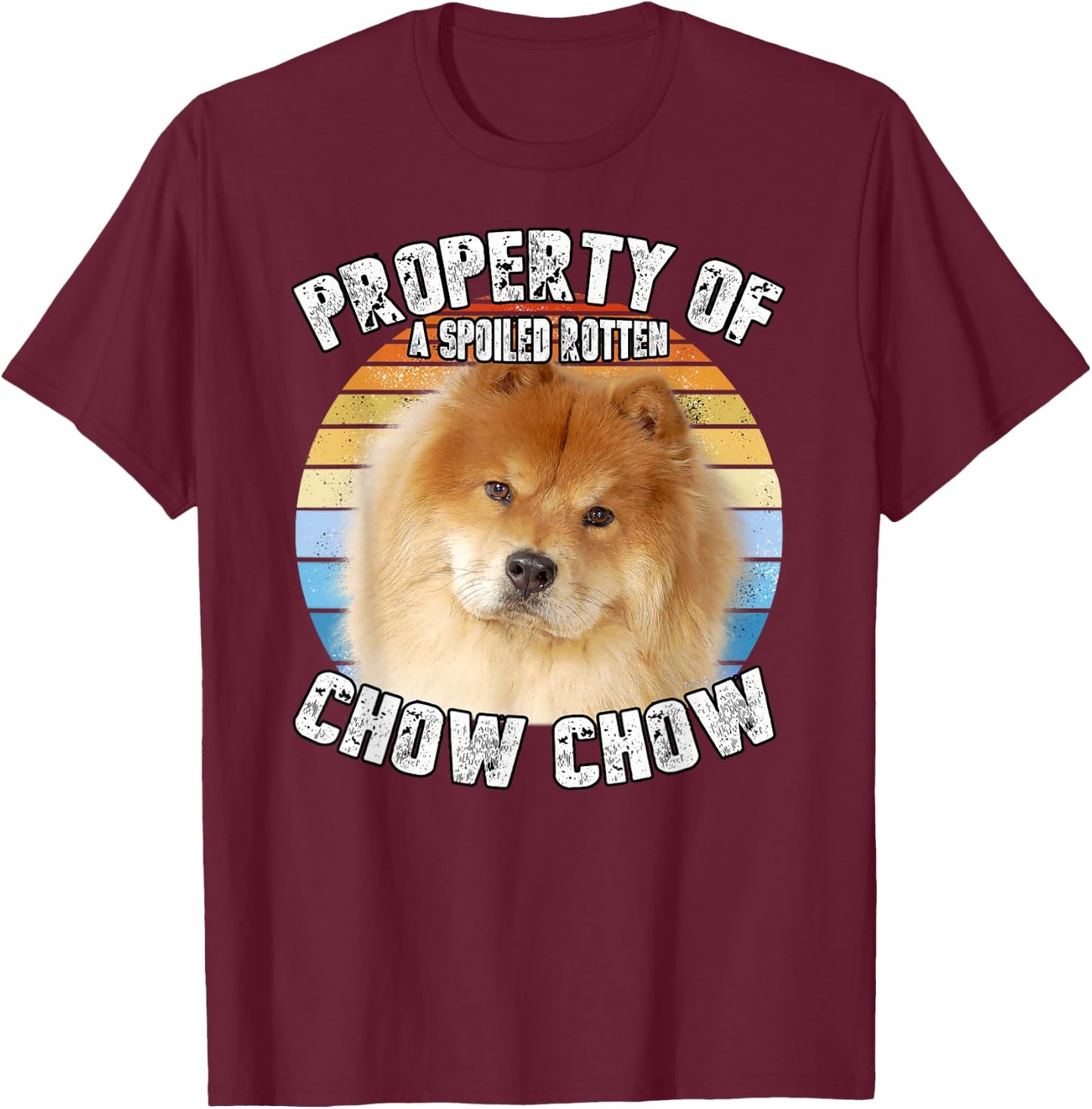 Chow Chow Red Retro Property Of T-Shirt - T-Shirt | Maroon