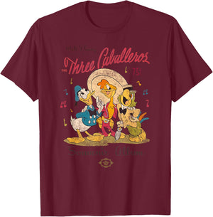 Disney The Three Caballeros Donald Duck Vintage Distressed Small T-Shirt - T-Shirt | Maroon