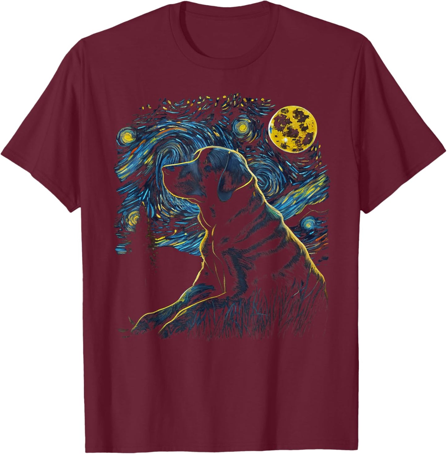 Labrador Retriever Starry Night Dogs Lover Gifts Graphic T-Shirt - T-Shirt | Maroon