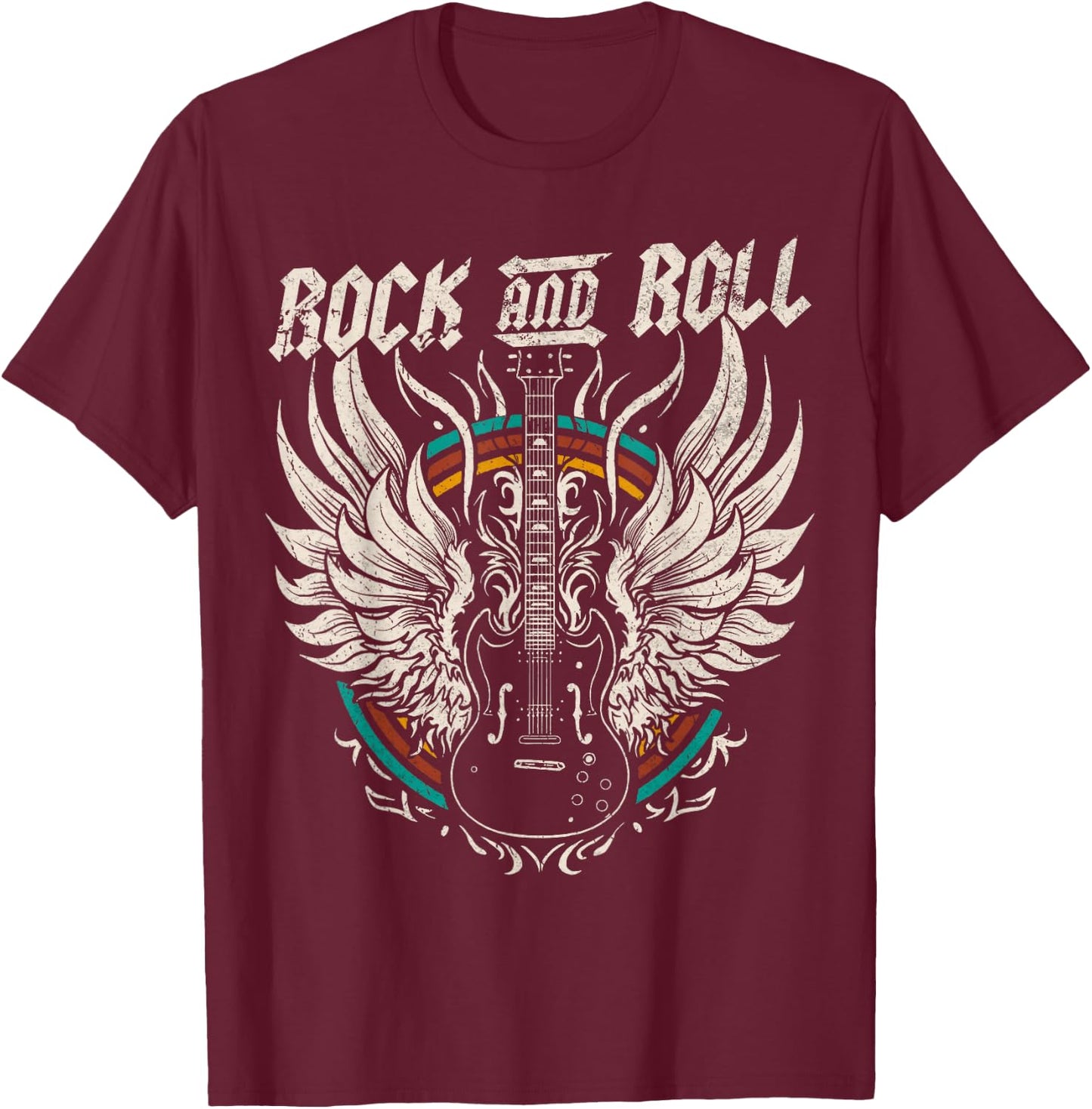 Rock and Roll Guitar Vintage Rock Music T-Shirt - T-Shirt | Maroon