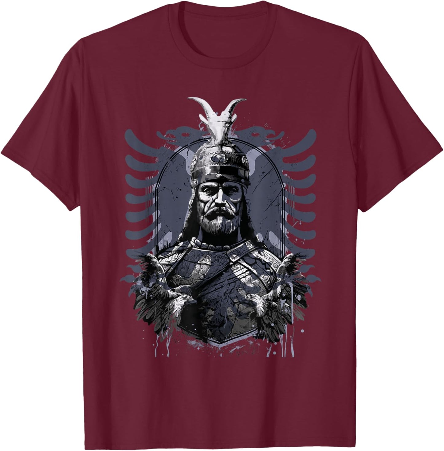 Skanderbeg Albanian National Hero Eagle Kosovo Albanian T-Shirt - T-Shirt | Maroon