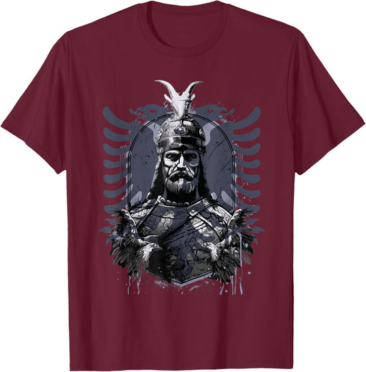 Skanderbeg Albanian National Hero Eagle Kosovo Albanian T-Shirt - T-Shirt | Maroon