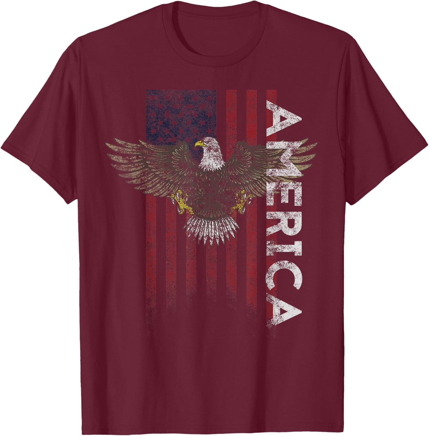 Distressed American Flag Vintage USA Flags Men Women America T-Shirt - T-Shirt | Maroon